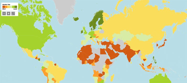 Vea el Mapa de la disparidad global entre el hombre y la mujer 2013